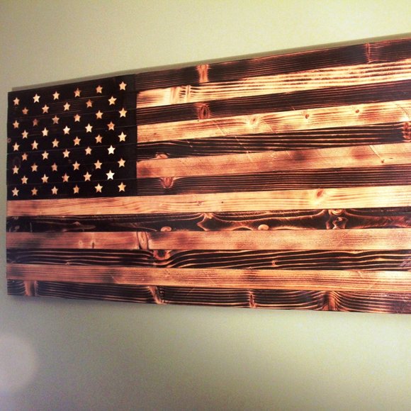Handmade Wooden American Flag, 39/19 inch - Picture 16 of 16